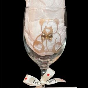 Gold Teddy Bear Wine 🍷 Glass